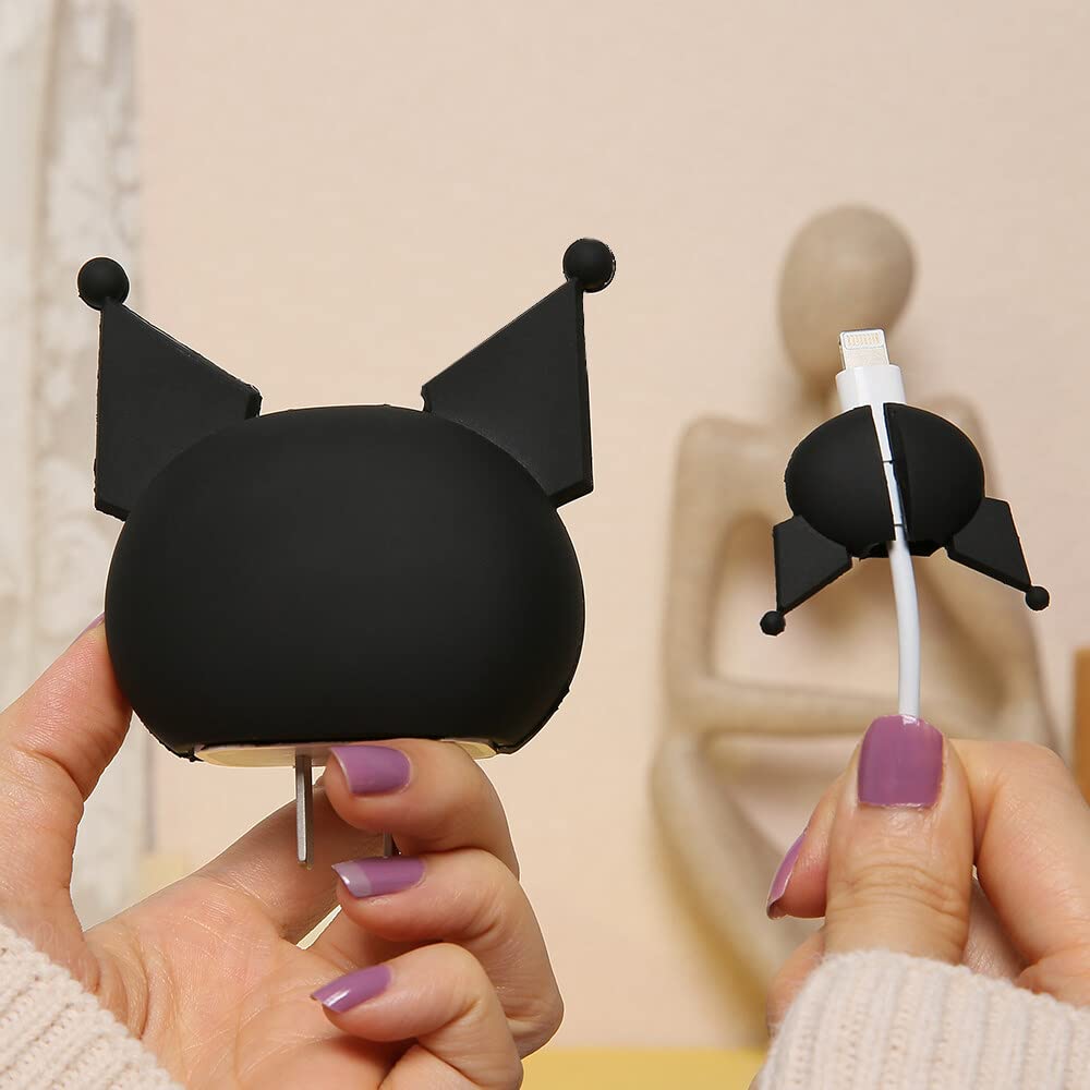 MTYXYTM 3D Cute Cartoon Series Fast Charger Protector for iPhone 18W 20W iPhone 14 13 12 11 Pro Max Fast Charging Cable Charger Head Cover Cable Accessory Data Cable Protective Sleeve, No.07(4in1)