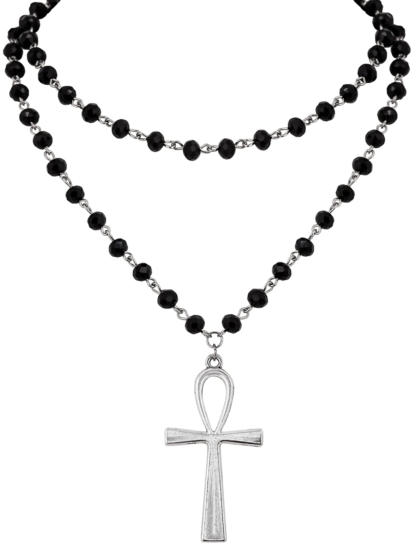 Sacina Goth Ankh Necklace, Layered Cross Necklace, Black Necklace for Women, Gothic Necklace, Halloween Necklace, Christmas New Year Jewelry Gift For Women