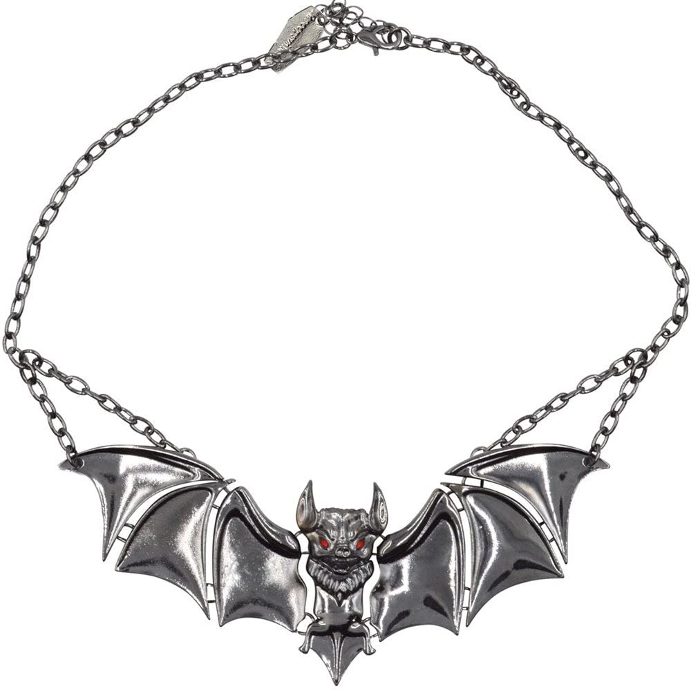 Kreepsville 666 Creature Of The Night Bat Chrome Horror Pendant Necklace, Regular