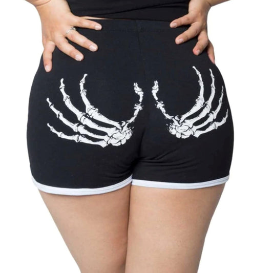 Skeleton Hand Womens Running Shorts Small