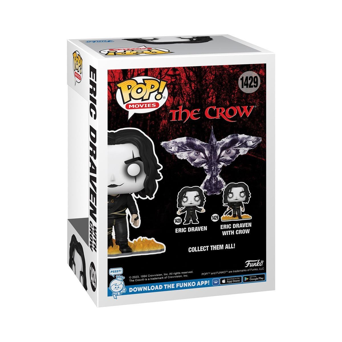 POP Movies: The Crow - Eric Draven with Crow Funko Vinyl Figure (Bundled with Compatible Box Protector Case), Multicolored, 3.75 inches