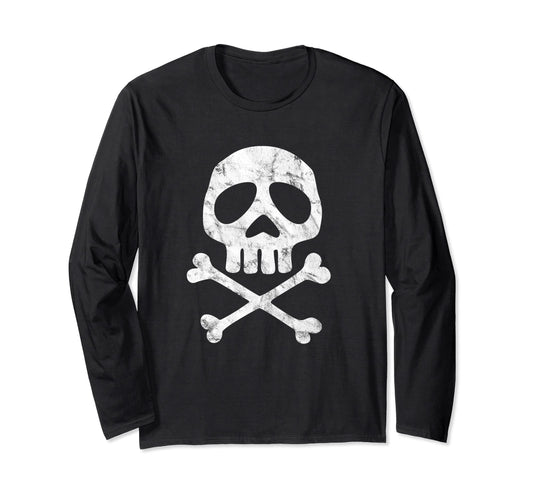 Skull, Space Pirate, Captain Party Halloween Day of the Dead Long Sleeve T-Shirt