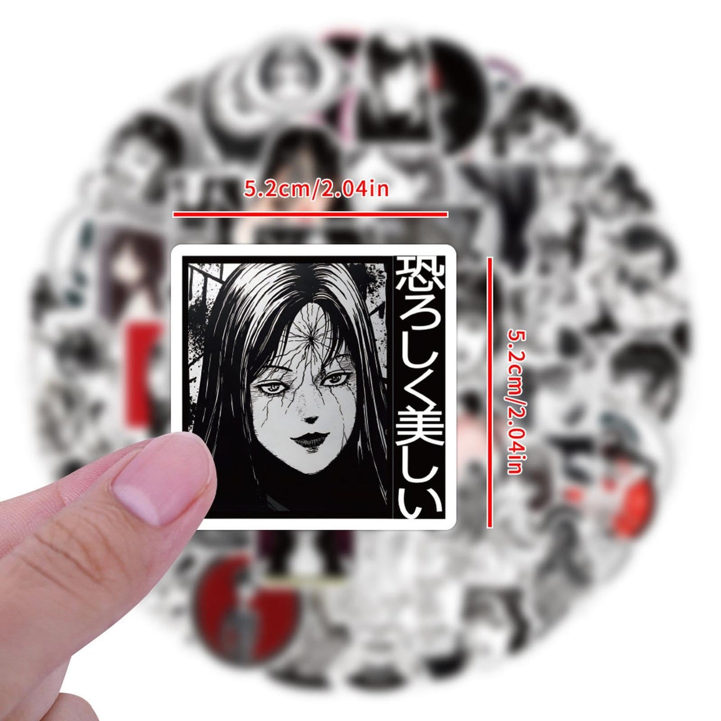 120pcs Junji Ito Stickers for Water Bottles, Black White Horror Manga Stickers, Cool Thriller Waterproof Vinyl Decals for Teens Adults Laptop Car Skateboard Luggage Bike Phone Notebook