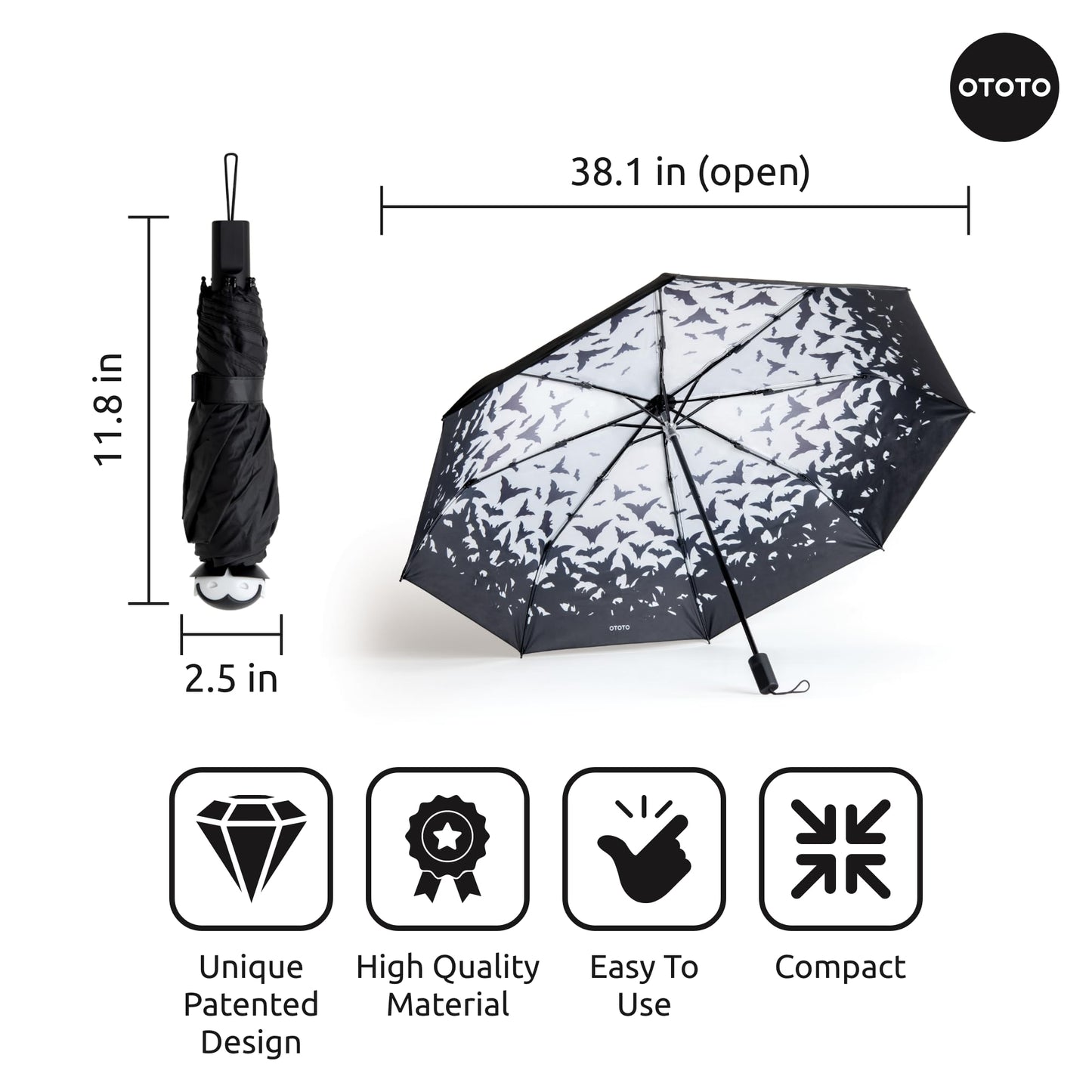 OTOTO NEW! Spookula Vampire Umbrella Unique Umbrella, Collapsible Umbrella, Goth Accessories, Cool Gifts, Gothic Umbrella, Black and White Umbrella, Umbrella Cute, Rain Umbrella, Folding Umbrella