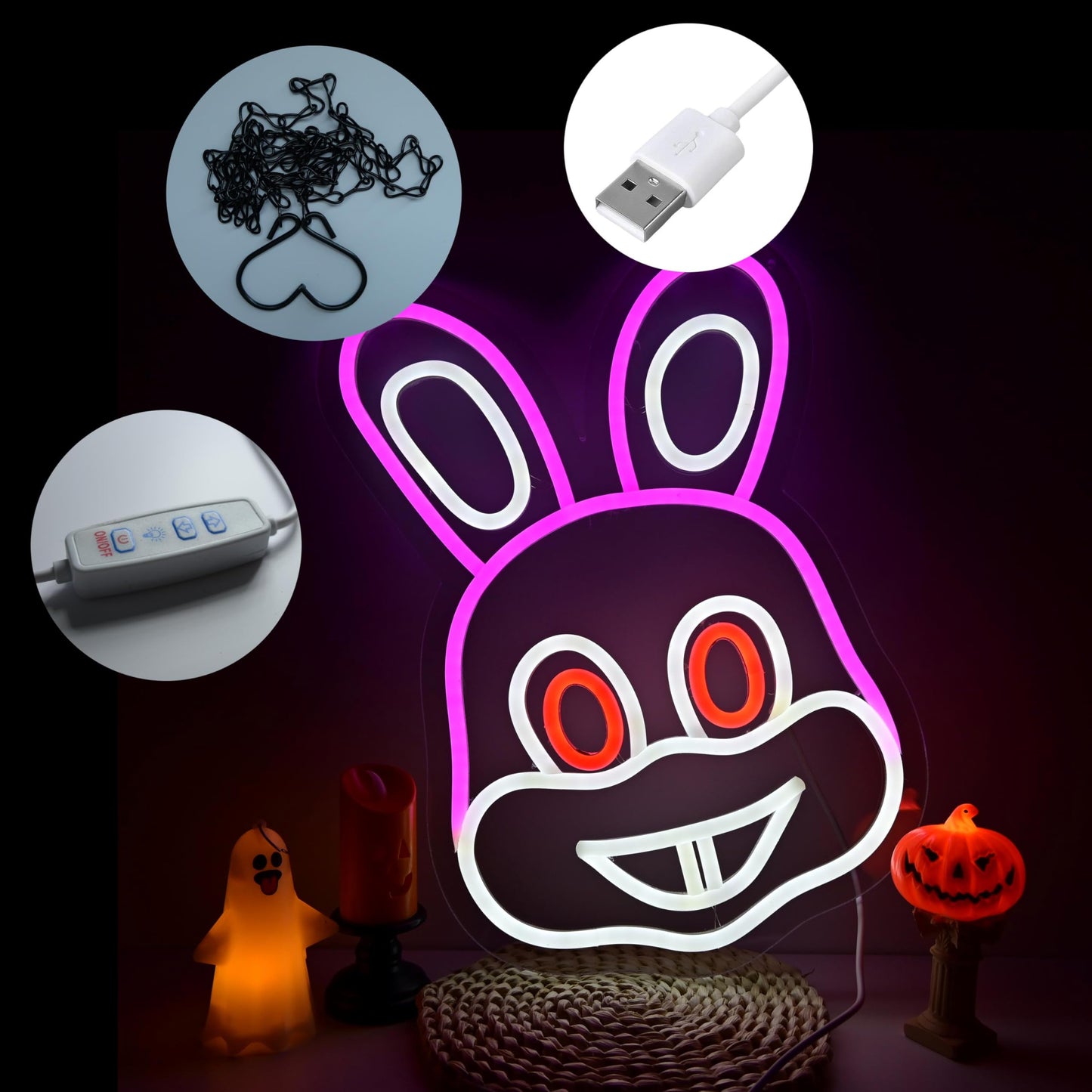 Silent Hil Neon Sign The Rabbit Neon Sign for Gamer Room Decor Gaming Neon Sign for Room Decor Neon Gaming Sign for Gaming Wall Decor USB Powered Gamer Gifts 11.8 * 15.7IN