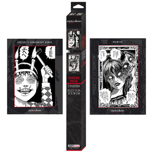 ABYSTYLE Junji Ito Boxed Poster Set 20.5" x 15.5" Includes 2 Mini Posters Horror Anime Manga Wall Art Prints for Bedroom Office Room Decor Gift